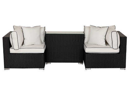 Florida Rattan Garden Armed High Bistro Set in Black and Vanilla