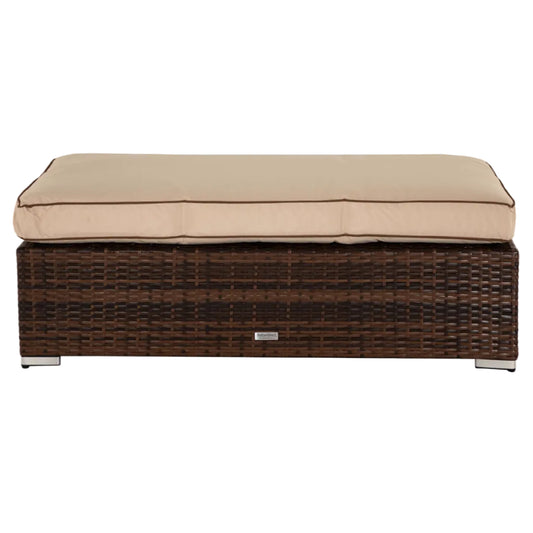 Monaco Rattan Garden Rectangular Ottoman/Coffee Table in Chocolate & Cream