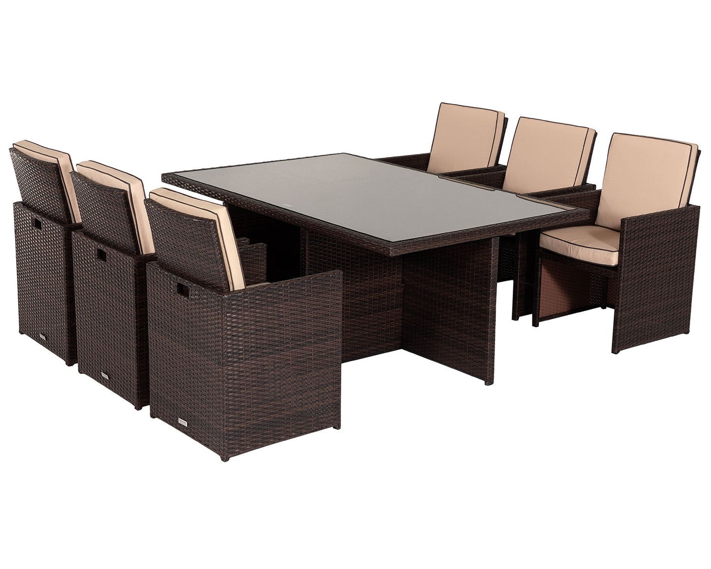Barcelona 6 Seater Cube Set in Brown and Cream