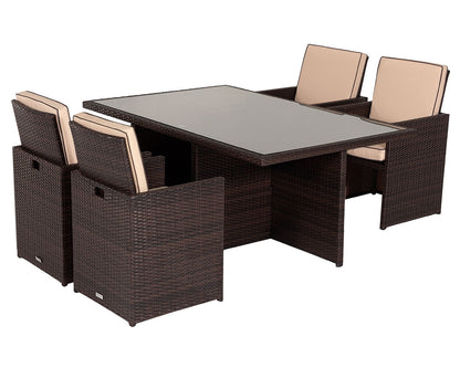Barcelona 4 Seater Cube Set in Brown and Cream