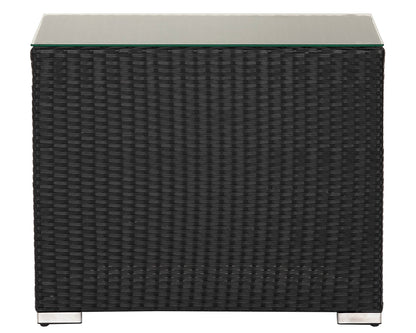 Florida Rattan Garden Armed High Bistro Set in Black and Vanilla