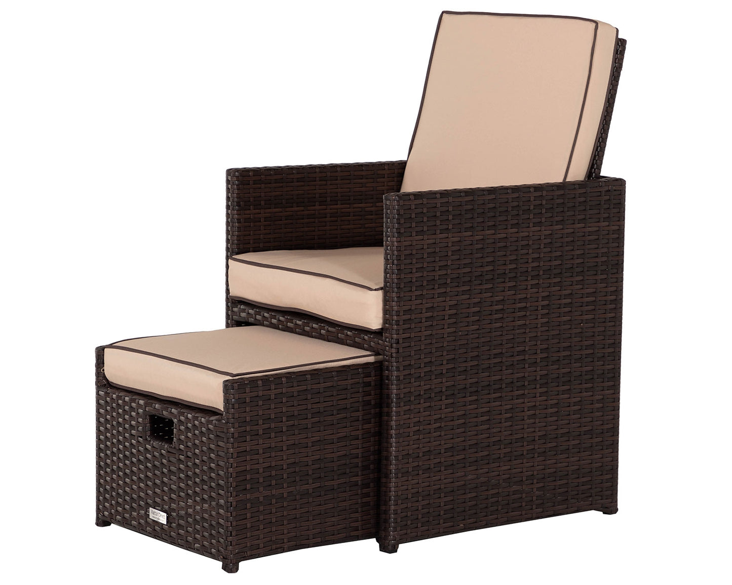 Barcelona 6 Seater Cube Set With Footstools in Brown and Cream