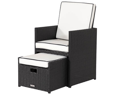 Barcelona 6 Seater Cube Set With Footstools in Black and Vanilla