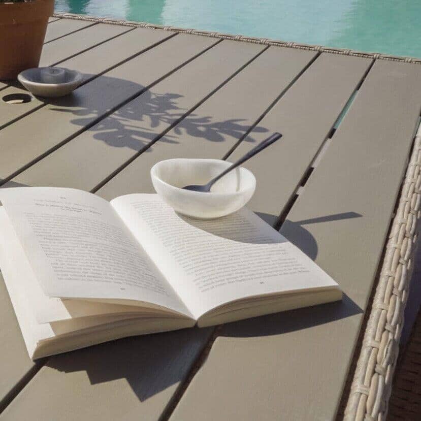 Cube 8 Seater Rattan Outdoor Dining Set -  Natural Brown Weave Polywood Top