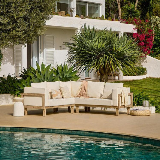 Akira 5 Seater Wooden Garden Corner Sofa - Laura James 