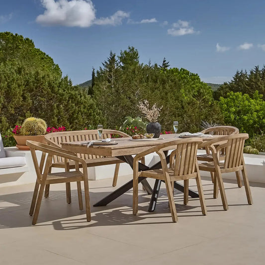 Amelia Wooden Rectangular Dining Table Set with Shiro 130cm Bench and 4 x Shiro Dining Chairs