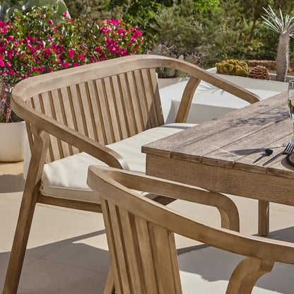 Shiro Acacia Bench with Cotton White Cushion - Laura James 