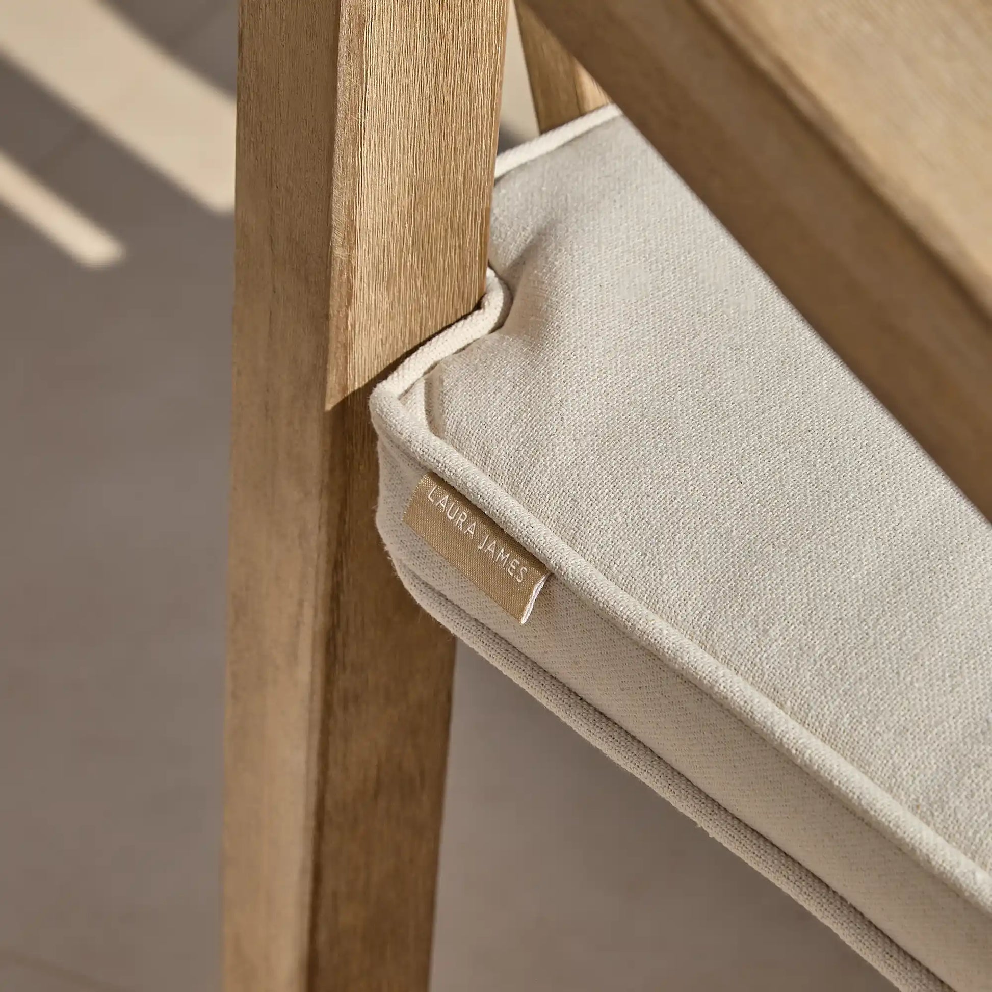 Shiro Acacia Chair with Cotton White Cushion - Laura James 