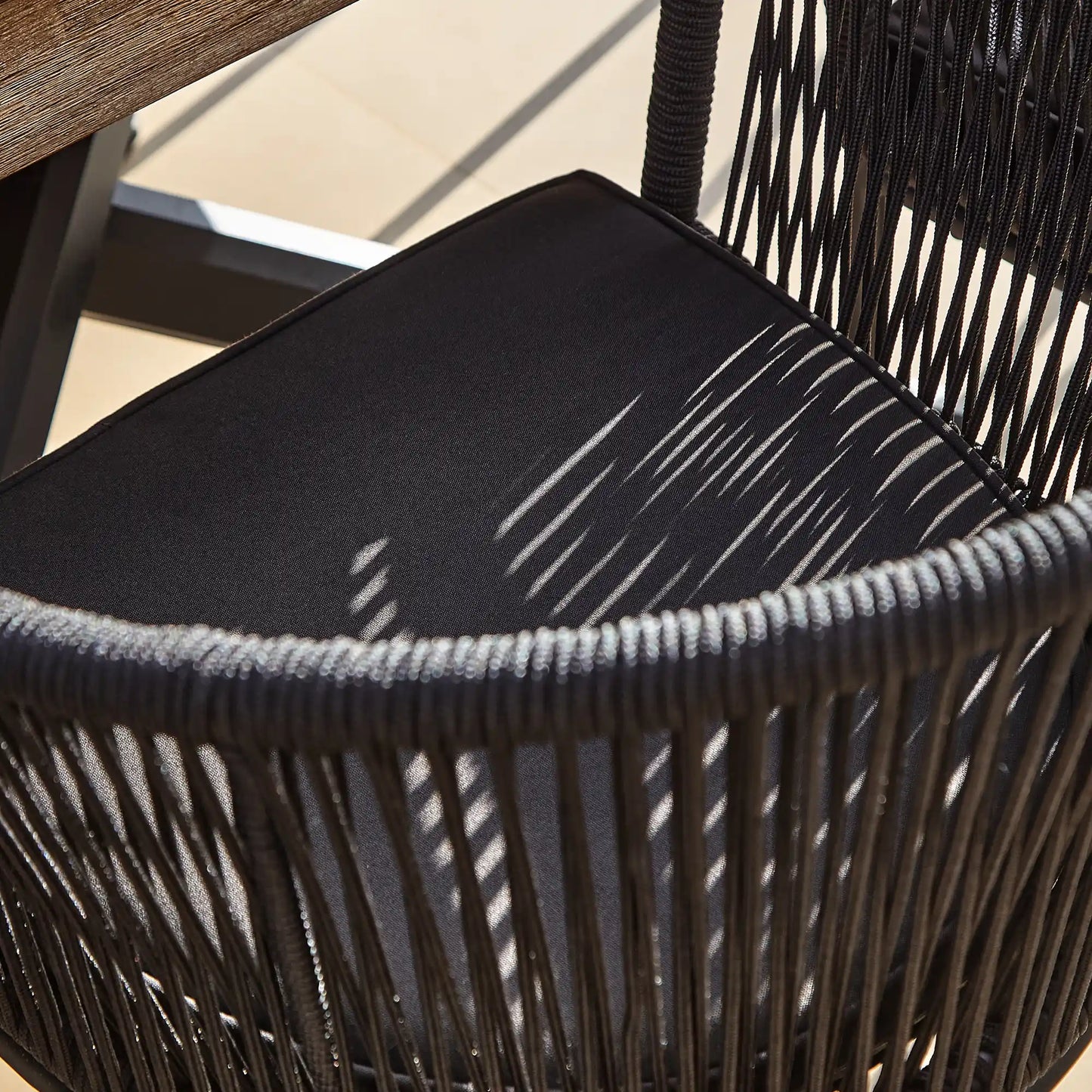 Amelia 4 Seater White Acacia Wood Black Legs Garden Dining Set - Hali Black Chairs