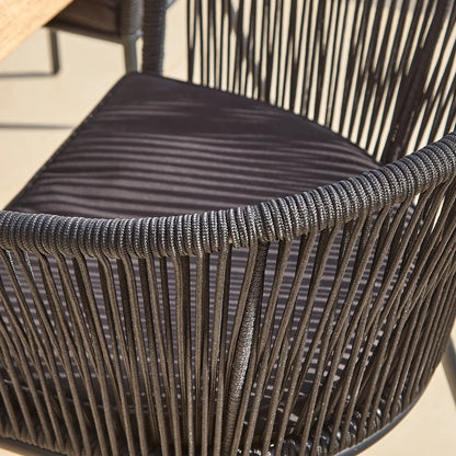 Amelia 4 Seater White Acacia Wood Black Legs Garden Dining Set - Hali Black Chairs