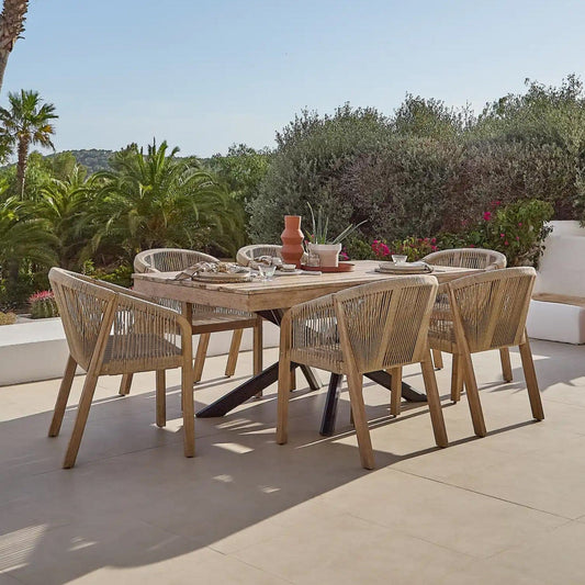 Amelia 6 Seater Wooden Garden Dining Set with 6 Nala Chairs - Laura James 