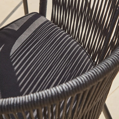 Amelia 4 Seater White Acacia Wood Black Legs Garden Dining Set - Hali Black Chairs