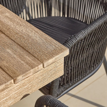 Amelia 4 Seater White Acacia Wood Black Legs Garden Dining Set - Hali Black Chairs