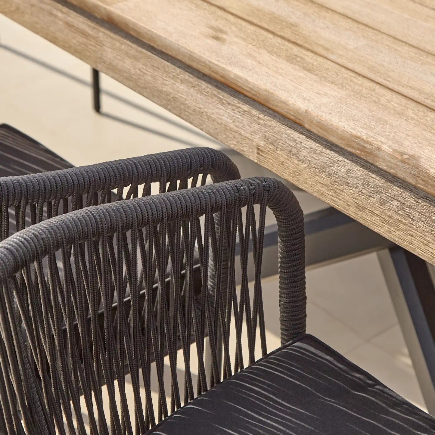 Amelia 4 Seater White Acacia Wood Black Legs Garden Dining Set - Hali Black Chairs