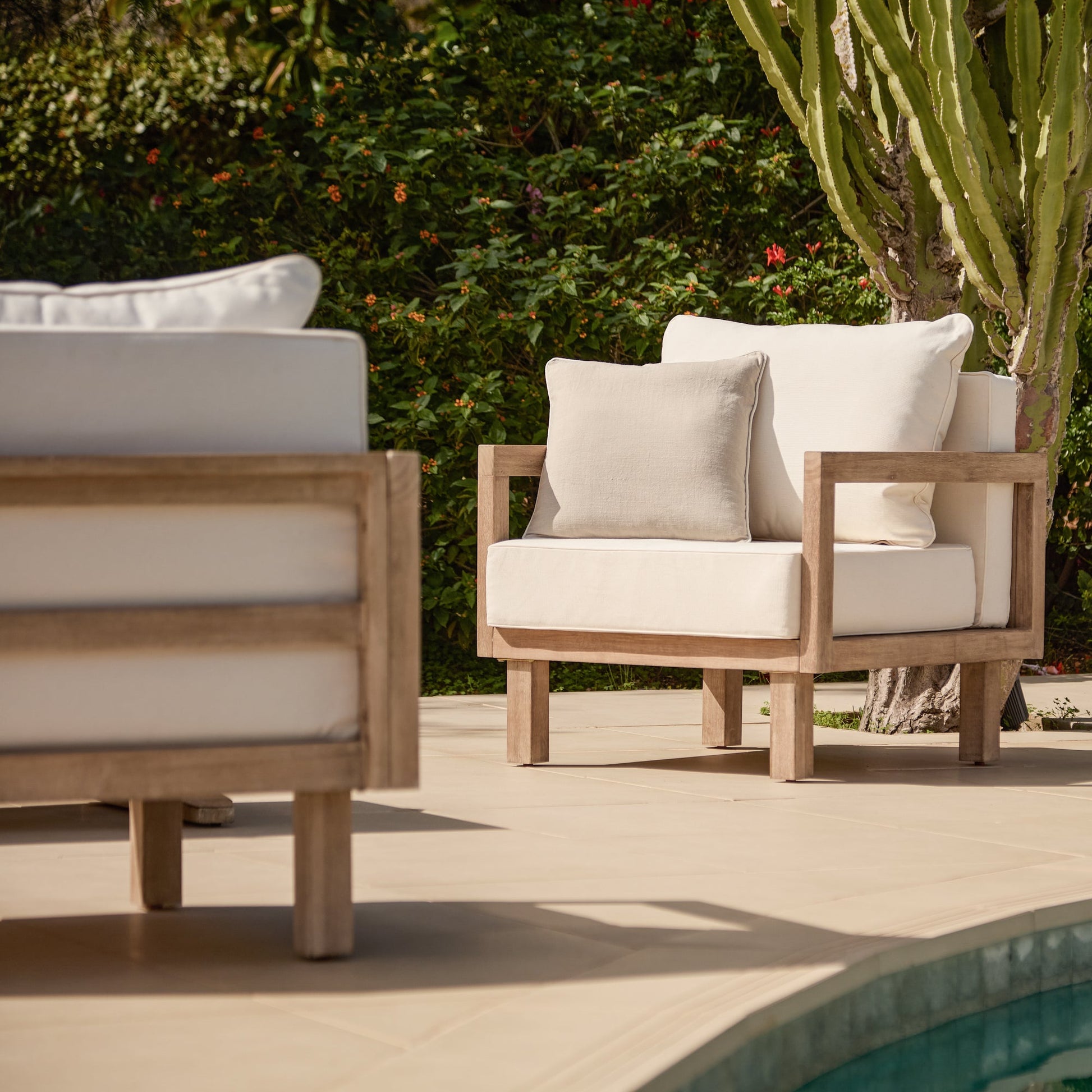 Akira 5 Seater Wooden Garden Sofa Set with 2 Akira Side Tables - Laura James