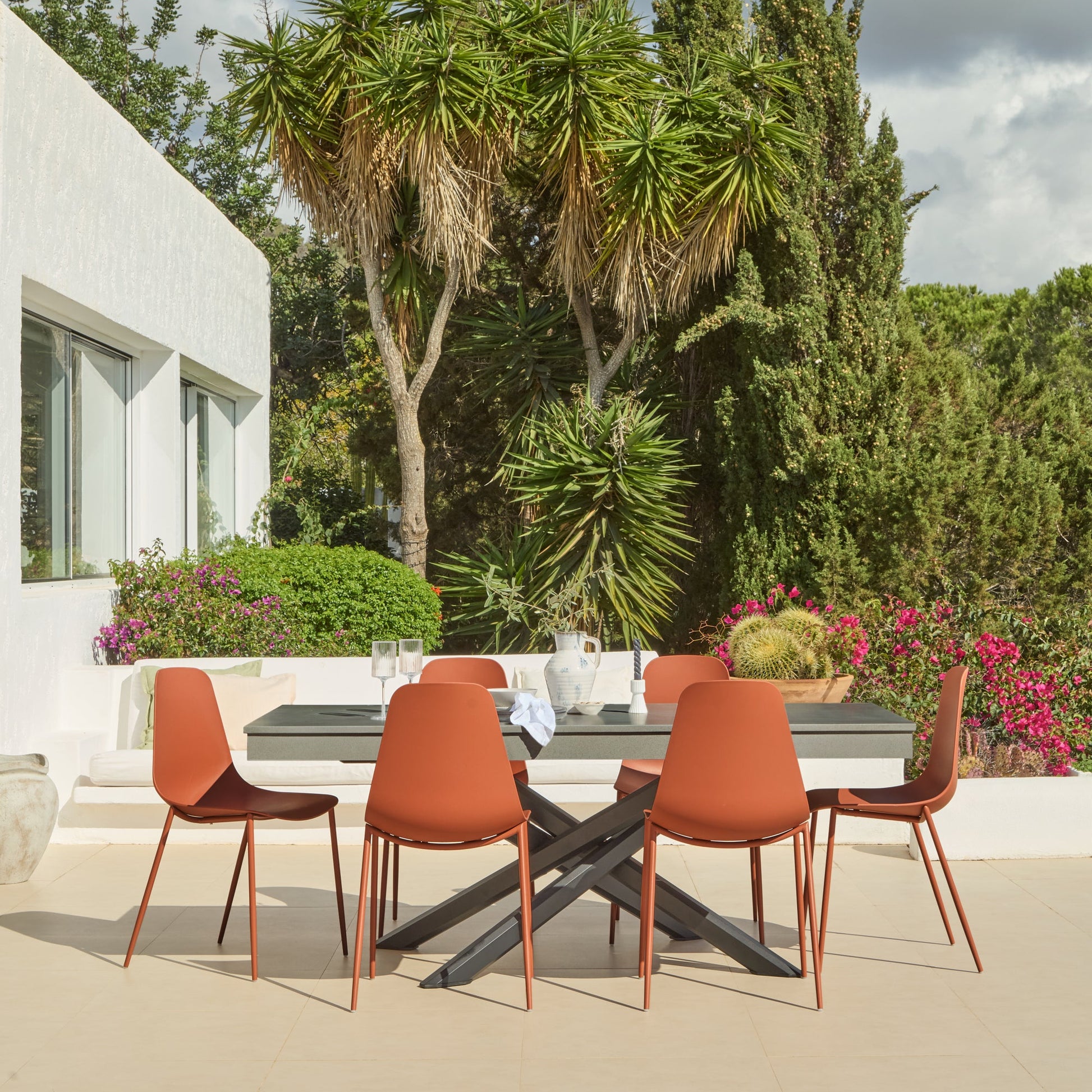 Amelia 6 Seater Concrete Garden Dining Table Dove Grey - Laura James