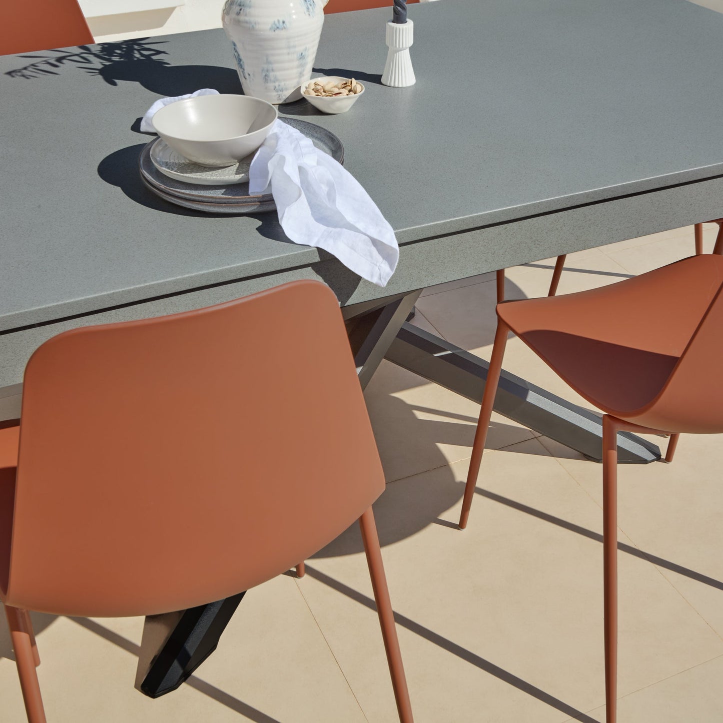 Amelia 6 Seater Concrete Garden Dining Table Dove Grey - Laura James