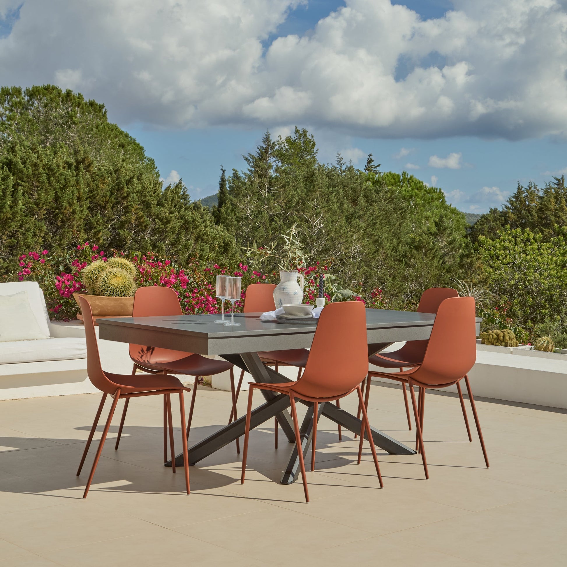 Amelia 6 Seater Concrete Garden Dining Table Dove Grey - Laura James