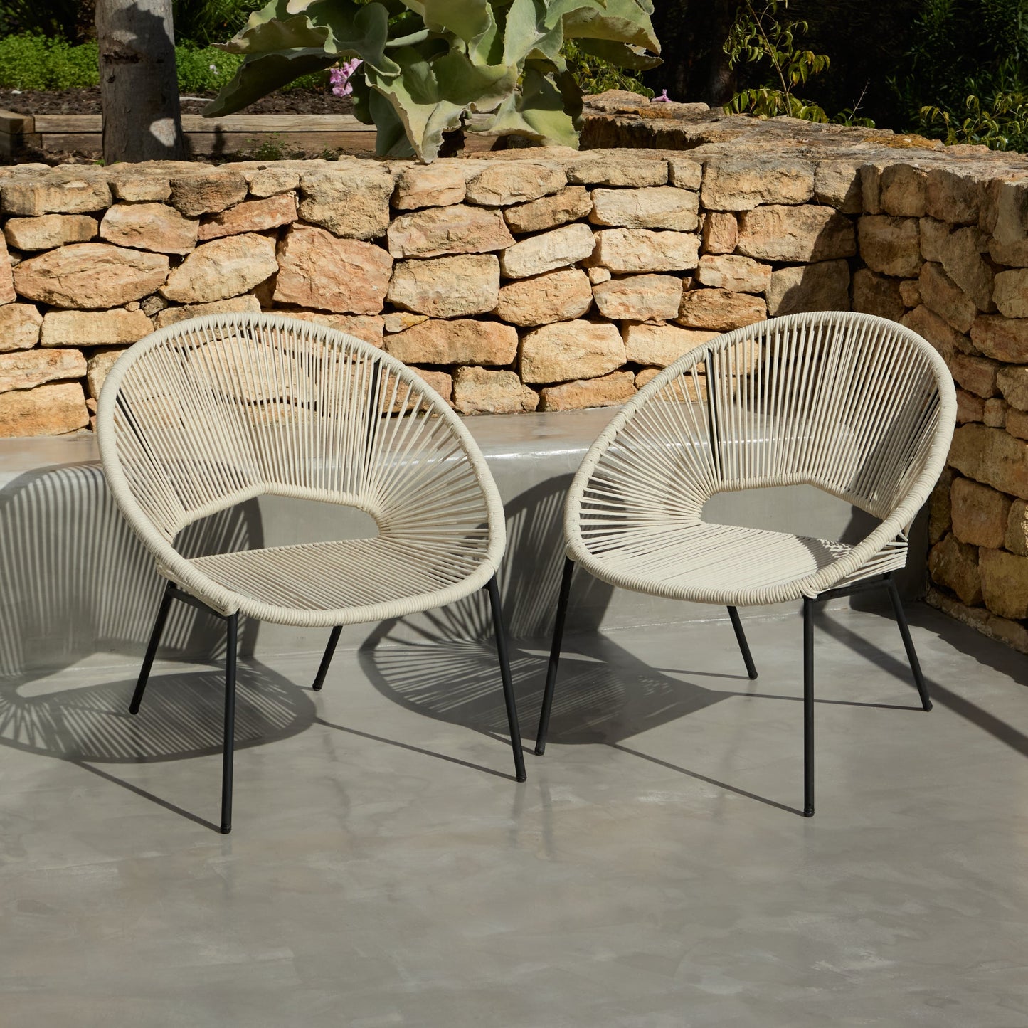 Eli Beige Rope Chairs - Set of 2 - Laura James