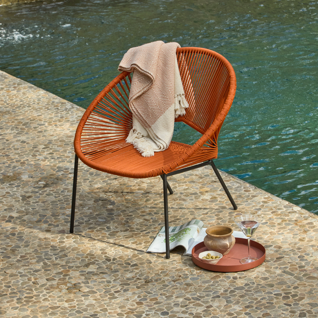 Eli Burnt Orange Rope Chairs - Set of 2 - Laura James