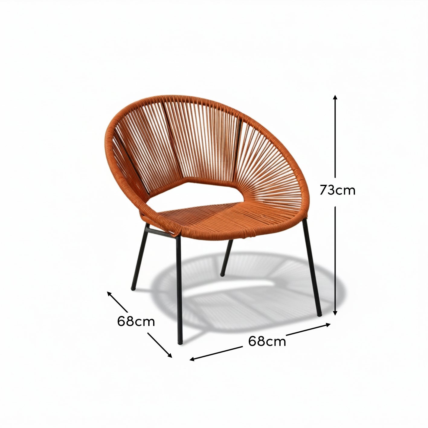 Eli Burnt Orange Rope Chairs - Set of 2 - Laura James