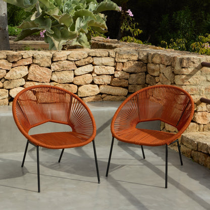 Eli Burnt Orange Rope Chairs - Set of 2 - Laura James