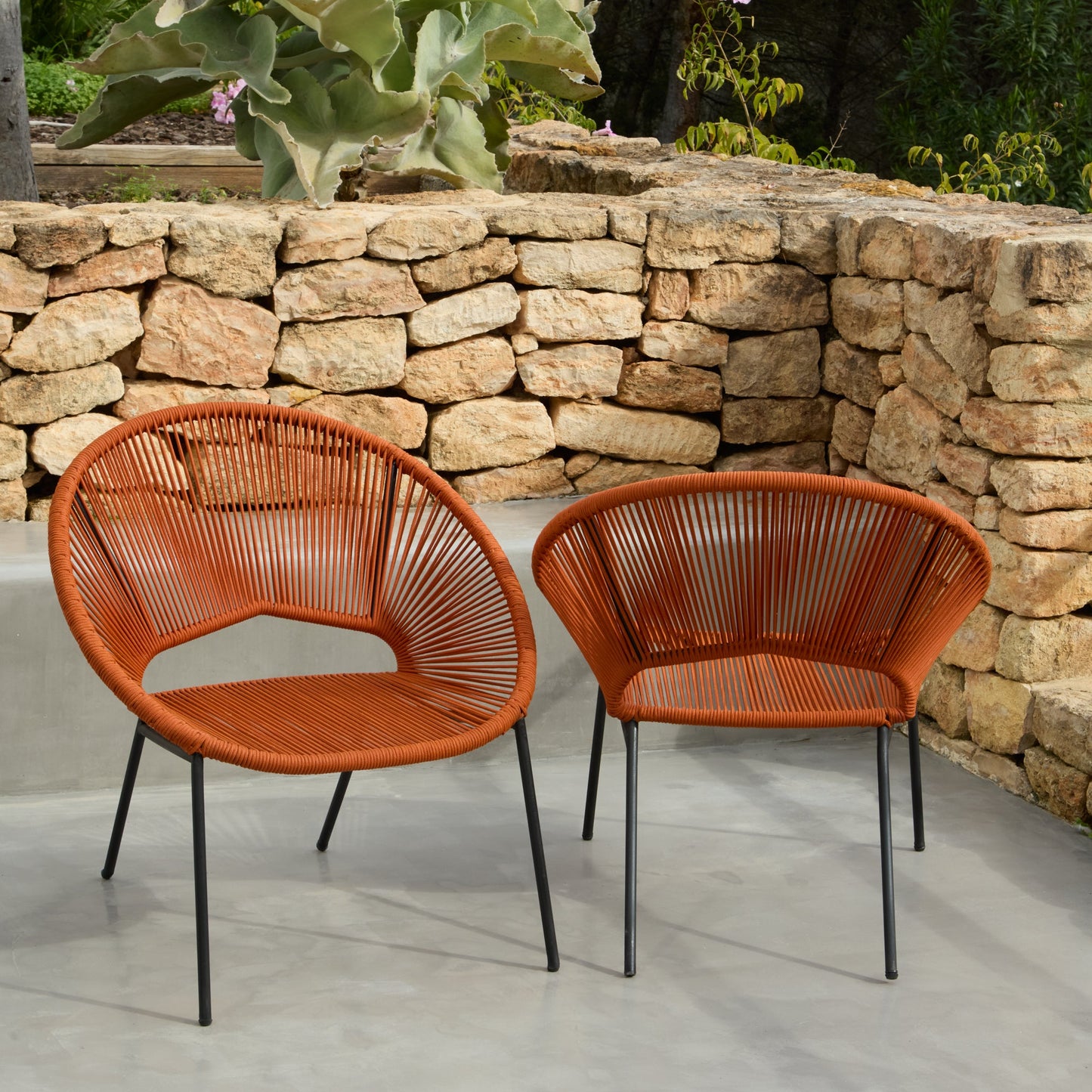Eli Burnt Orange Rope Chairs - Set of 2 - Laura James
