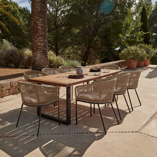 Hali 8 Seater Wooden Outdoor Dining Set with Hali Natural Chairs - 235cm
