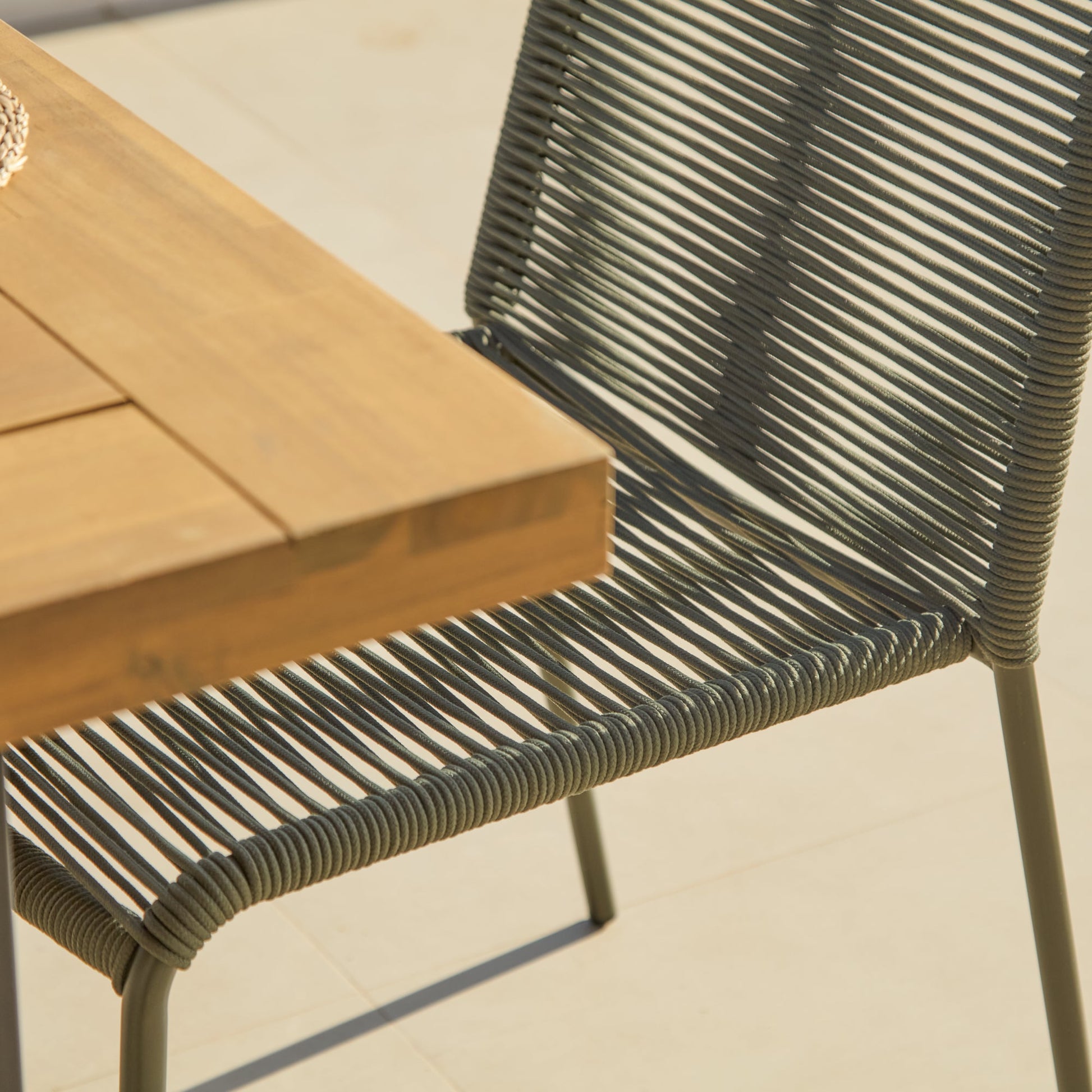 Hali 6 Seater Wooden Garden Dining Set with Ryder Khaki Chairs - 175cm - Laura James