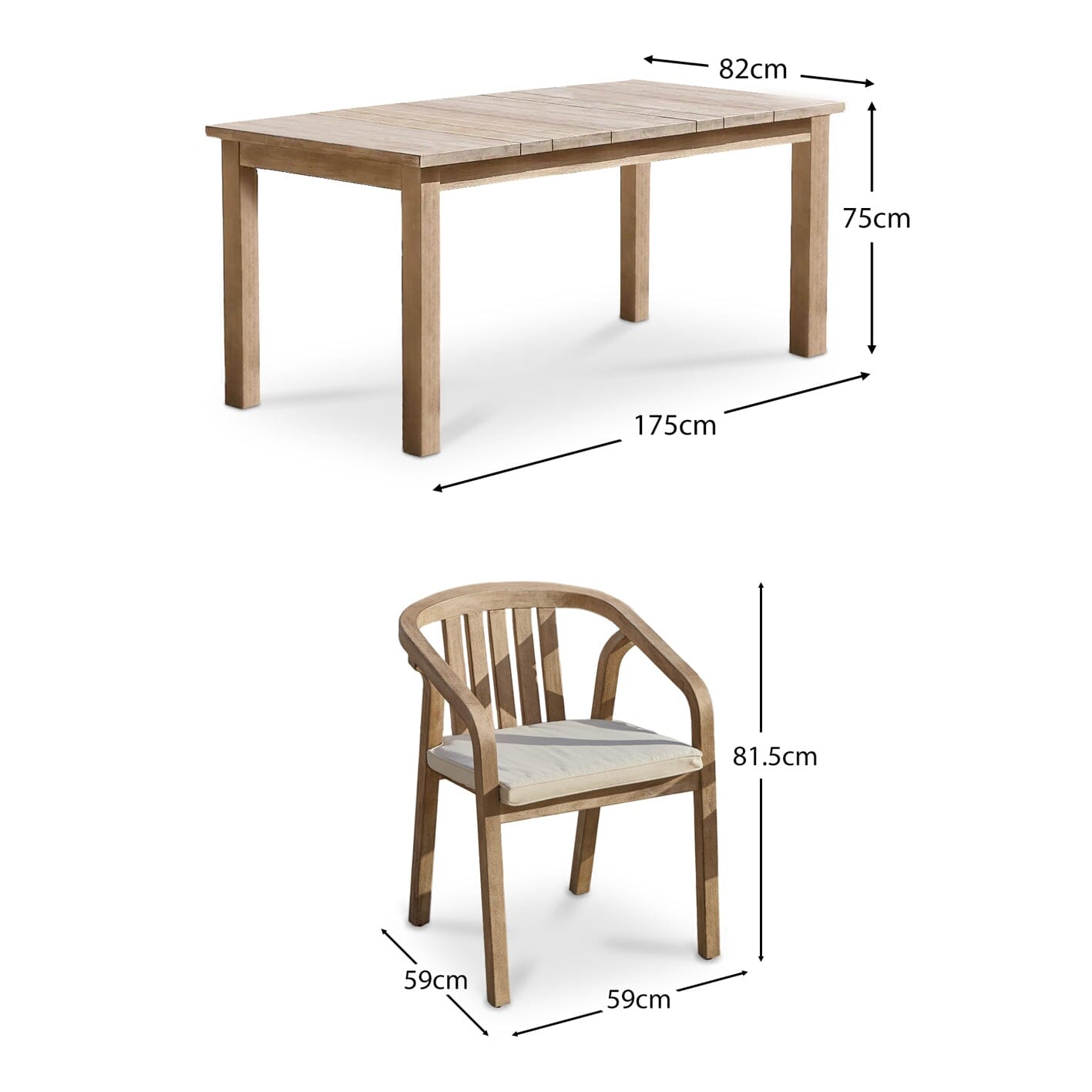 Kuro Wooden 6 Seater Dining Table Set with Shiro Dining Chairs with Cushions - Cotton White - Laura James 