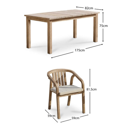 Kuro Wooden 6 Seater Dining Table Set with Shiro Dining Chairs with Cushions - Cotton White - Laura James 