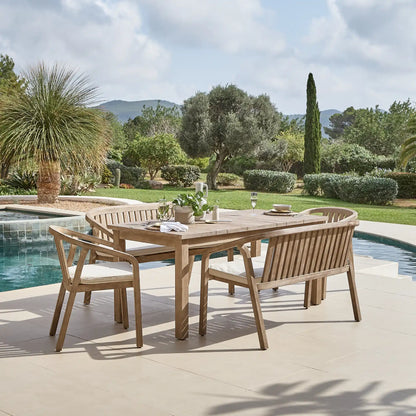 Kuro Wooden Dining Table Set with 2 x Shiro Dining Chairs and 2 x Shiro 130cm Dining Bench with Cushions - Cotton White