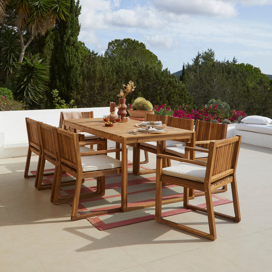 Lennox 8 Seater Wooden Outdoor Dining Set with Cushions - Laura James 