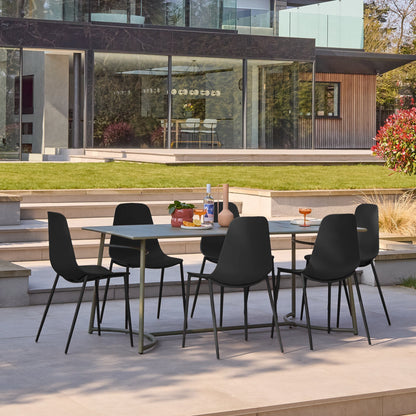 Wilder 6 Seater Metal Garden Dining Set with Wren Black Chairs - Laura James 