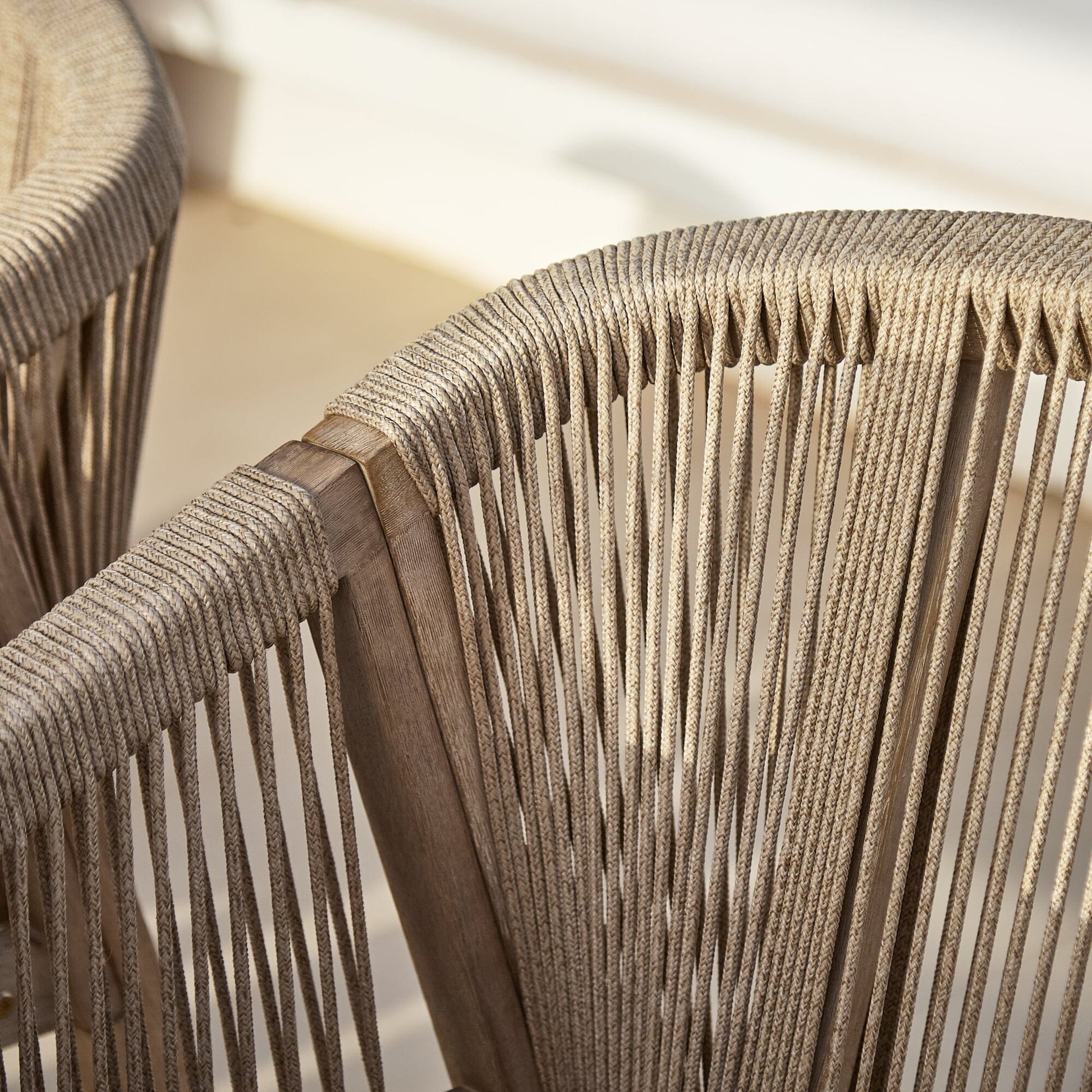 Palm 6 Seater Wooden Garden Dining Set with 4 Nala Sand Cushioned Chairs & Charlotte Bench - Laura James 