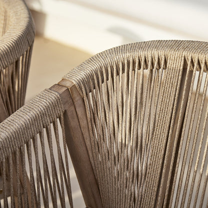 Palm 6 Seater Wooden Garden Dining Set with 4 Nala Sand Cushioned Chairs & Charlotte Bench - Laura James 