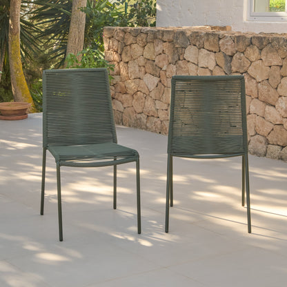 Ryder Khaki Green Rope Garden Chairs - Set of 2 - Laura James