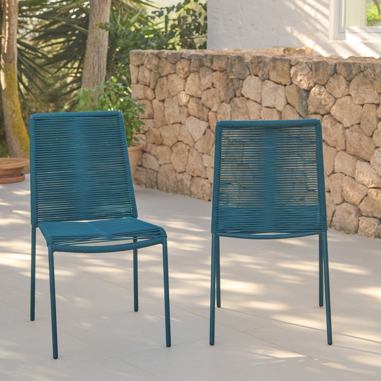 Ryder Teal Rope Garden Chairs - Set of 2 - Laura James