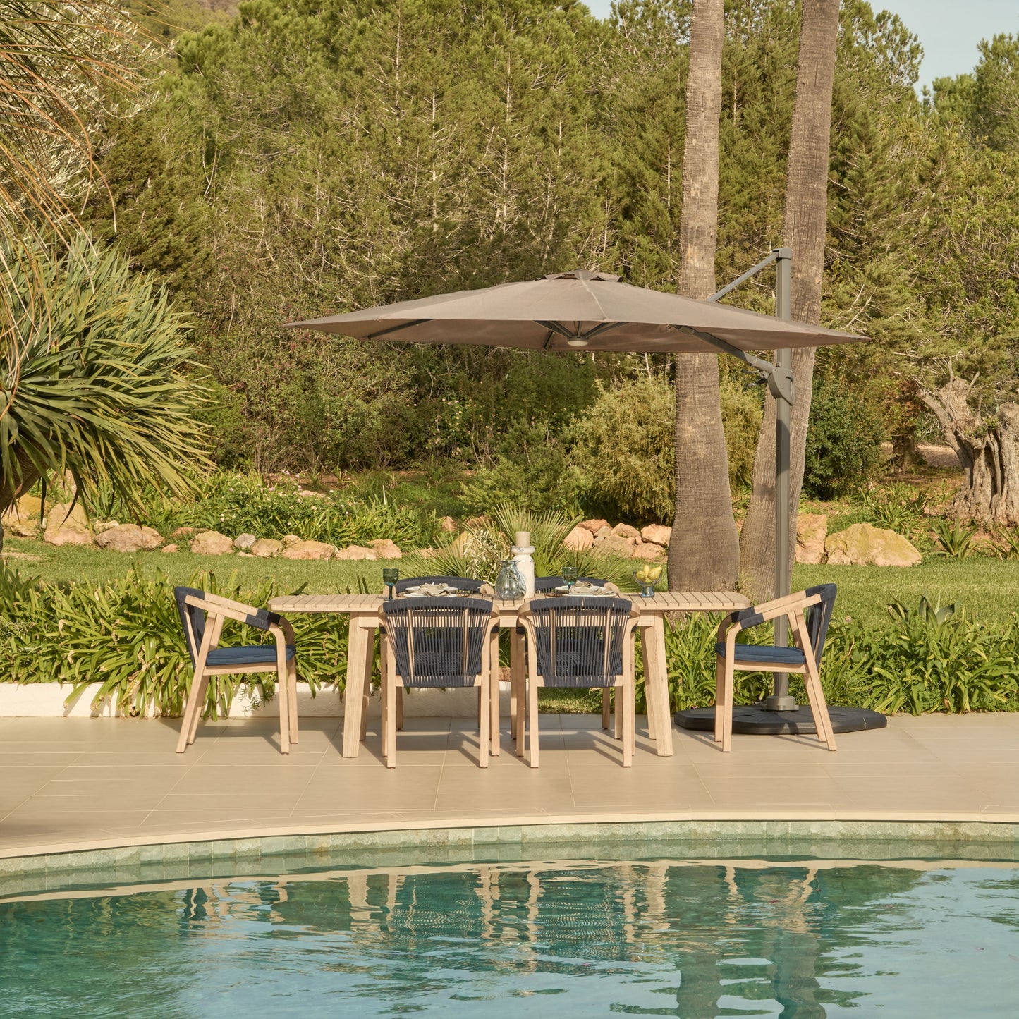 Fira Cappuccino Parasol - 2.5m Square Cantilever - Laura James