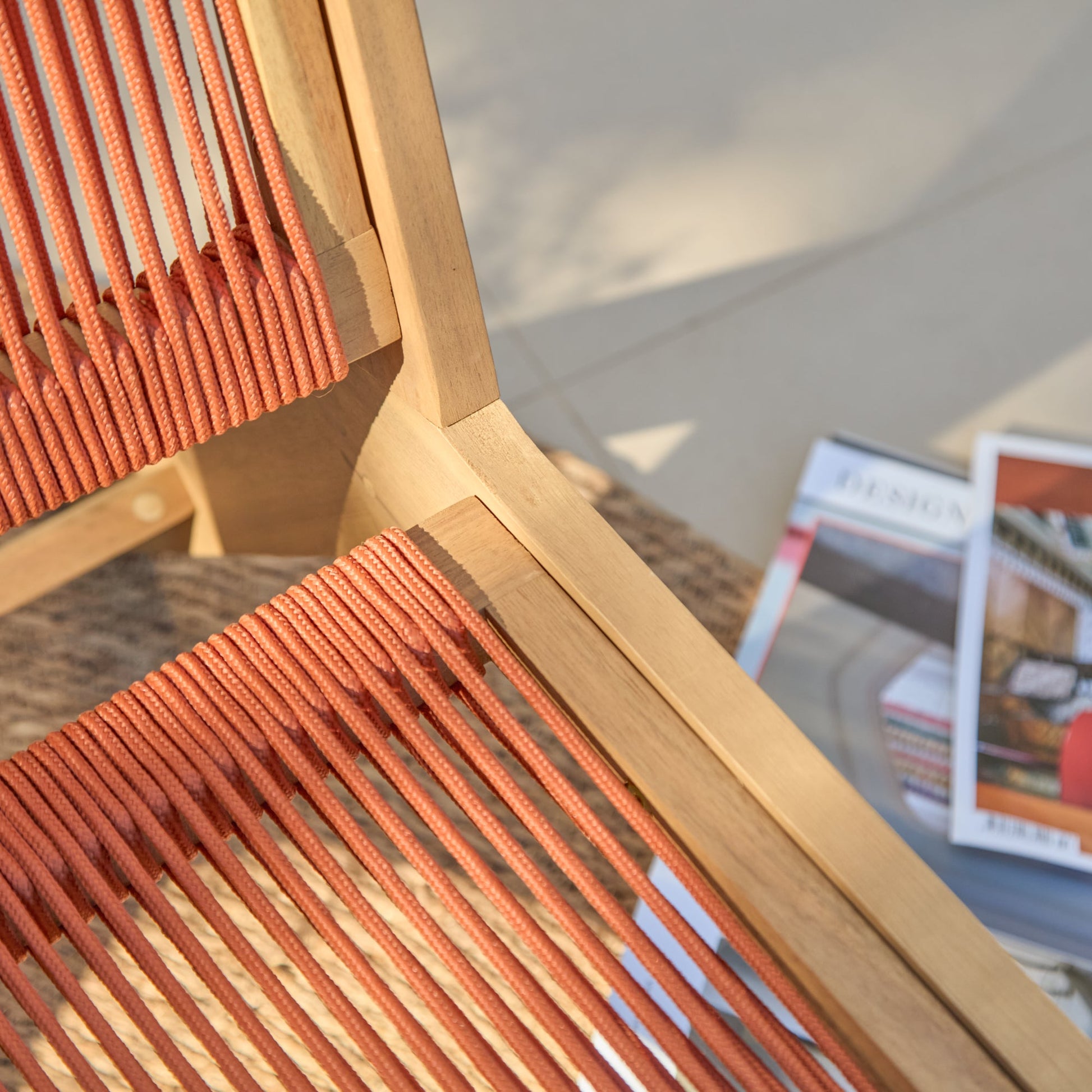 Seren White Acacia Occasional Garden Chair - Burnt Orange Rope - Laura James