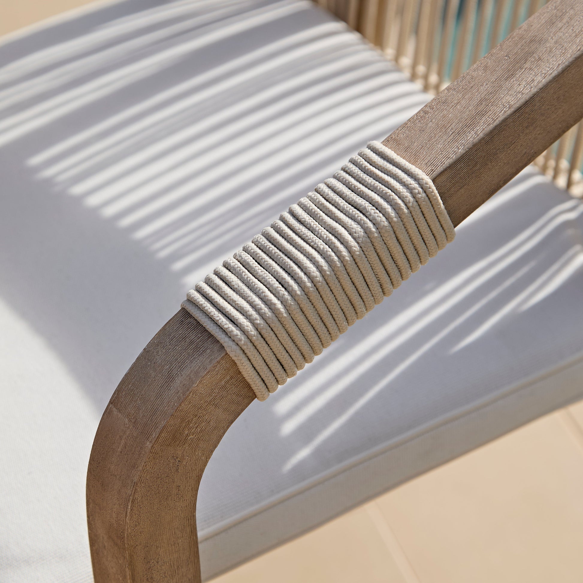 Shiro 4 Seater Round Wooden Garden Dining Set with Shiro Beige Rope Dining Chairs - 120cm - Laura James