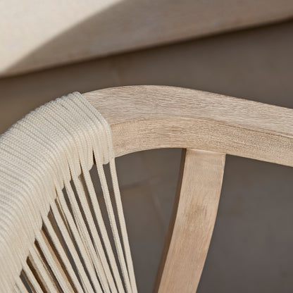 Shiro 4 Seater Round Wooden Garden Dining Set with Shiro Beige Rope Dining Chairs - 120cm - Laura James