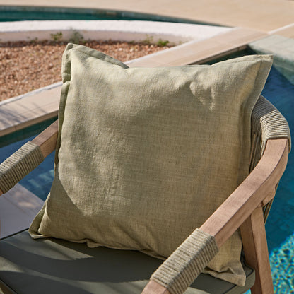 Shiro 4 Seater Round Wooden Garden Dining Set with Shiro Green Rope Dining Chairs - 120cm - Laura James