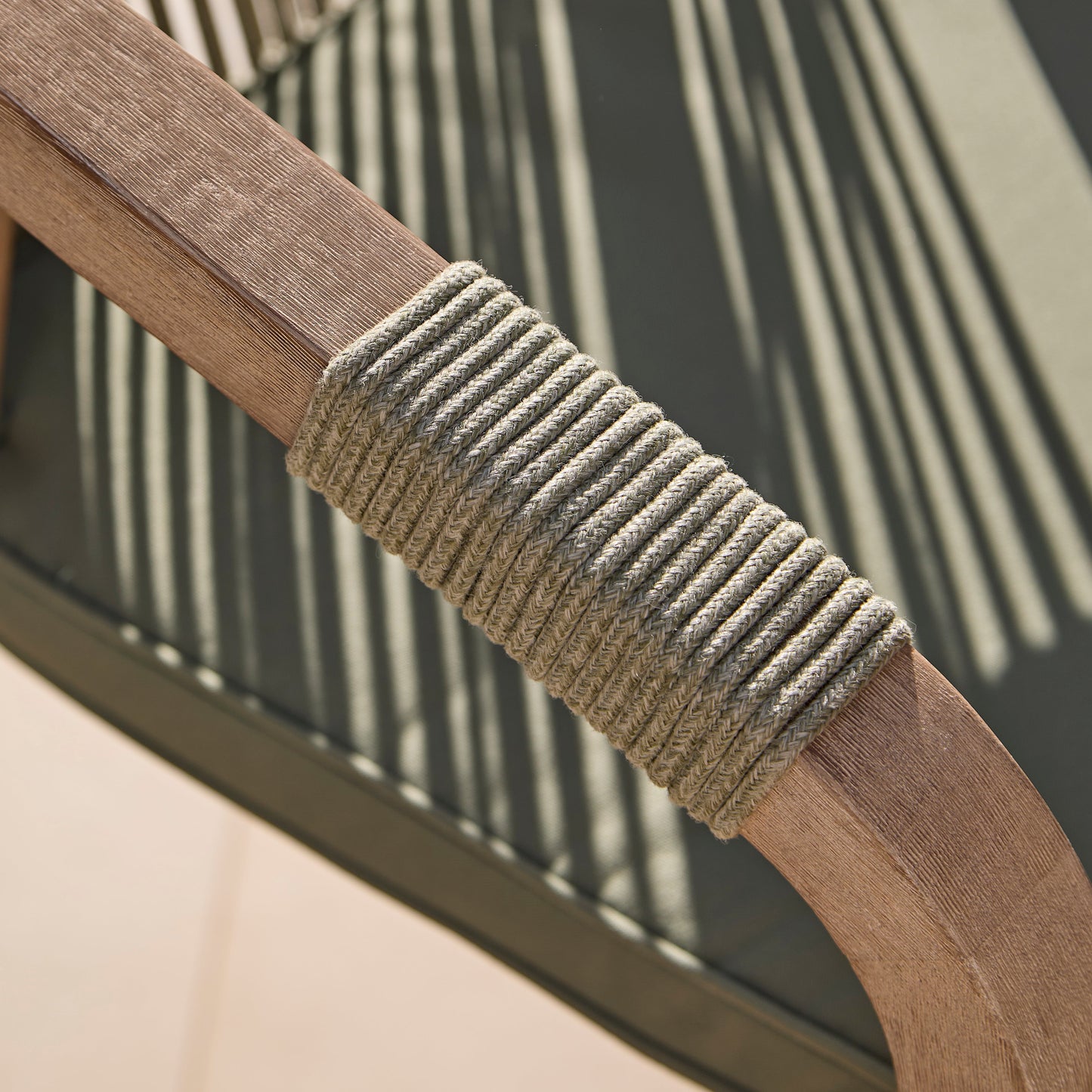 Shiro 4 Seater Round Wooden Garden Dining Set with Shiro Green Rope Dining Chairs - 120cm - Laura James