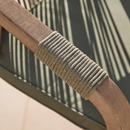 Shiro 4 Seater Round Wooden Garden Dining Set with Shiro Green Rope Dining Chairs - 120cm - Laura James