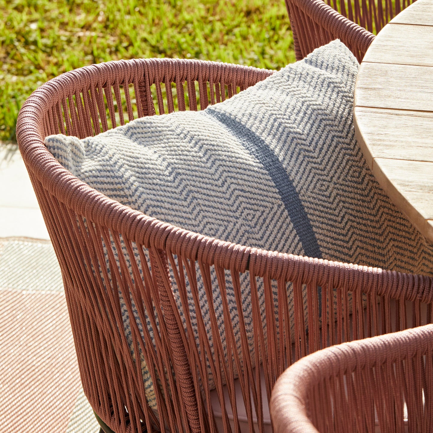 Shiro 6 Seater Wooden Round Dining Table with 6 Hali Pink Rope Chairs
- Laura James 