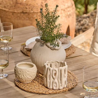 Shiro 6 Seater Wooden Garden Dining Set with Shiro Beige Rope Chairs & Bench - 180cm - Laura James