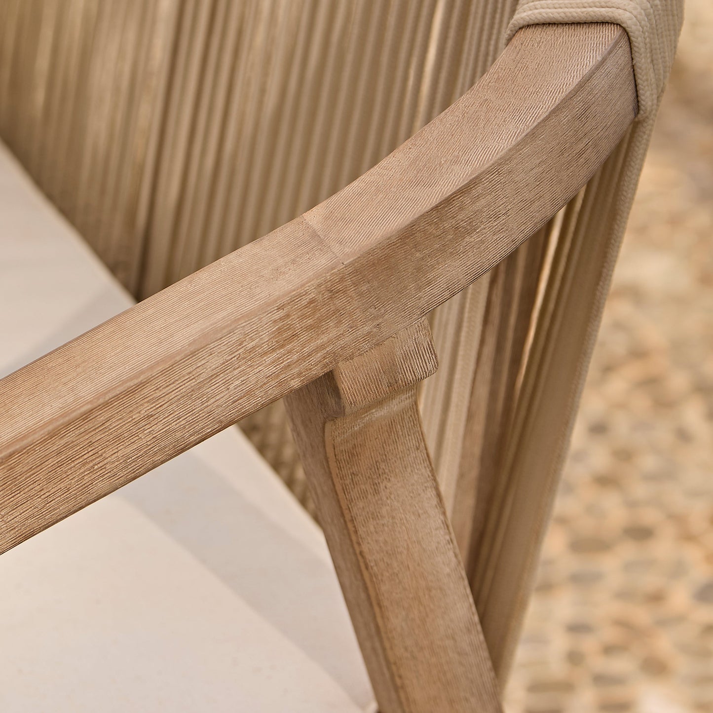 Shiro 6 Seater Wooden Garden Dining Set with Shiro Beige Rope Chairs & Bench - 180cm - Laura James