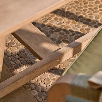 Shiro 6 Seater Wooden Garden Dining Set with Shiro Green Rope Chairs & Bench - 180cm - Laura James