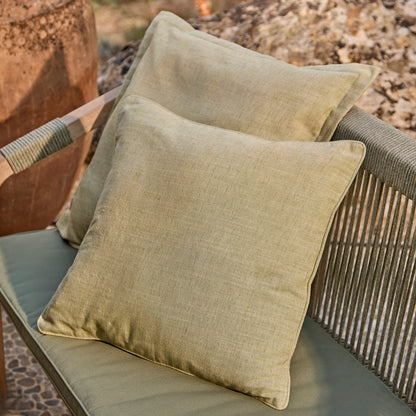 Shiro 6 Seater Wooden Garden Dining Set with Shiro Green Rope Chairs & Bench - 180cm - Laura James